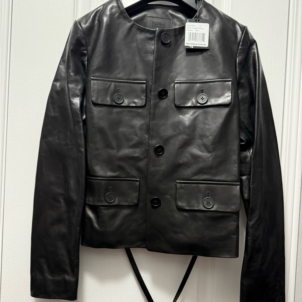 RUDSAK Black Military Leather Jacket